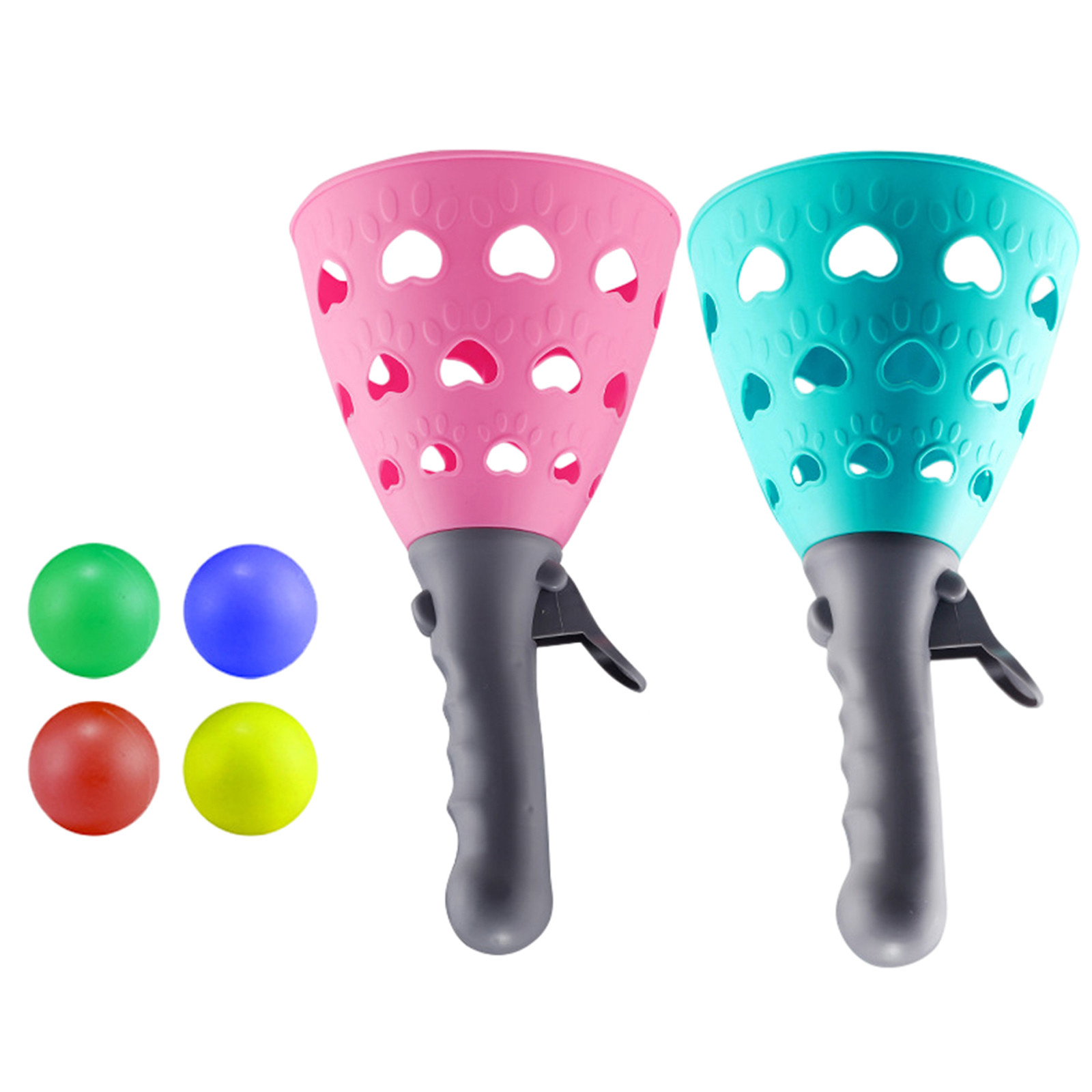 Outdoor Indoor Games Activities for Kids, Pop and Catch Ball Family Games with 2 Launcher Baskets and 4 Balls, Summer Beach Yard Sport Birthday Party Gifts Toys,Blue Pink