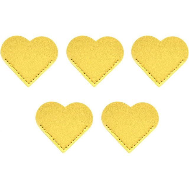 HUGFEGWE 5Pcs Handcrafted Faux Leather Corner Bookmark Waterproof Soft Mini Vintage Heart-Shaped Page Notebook Accessory CJB91-52802