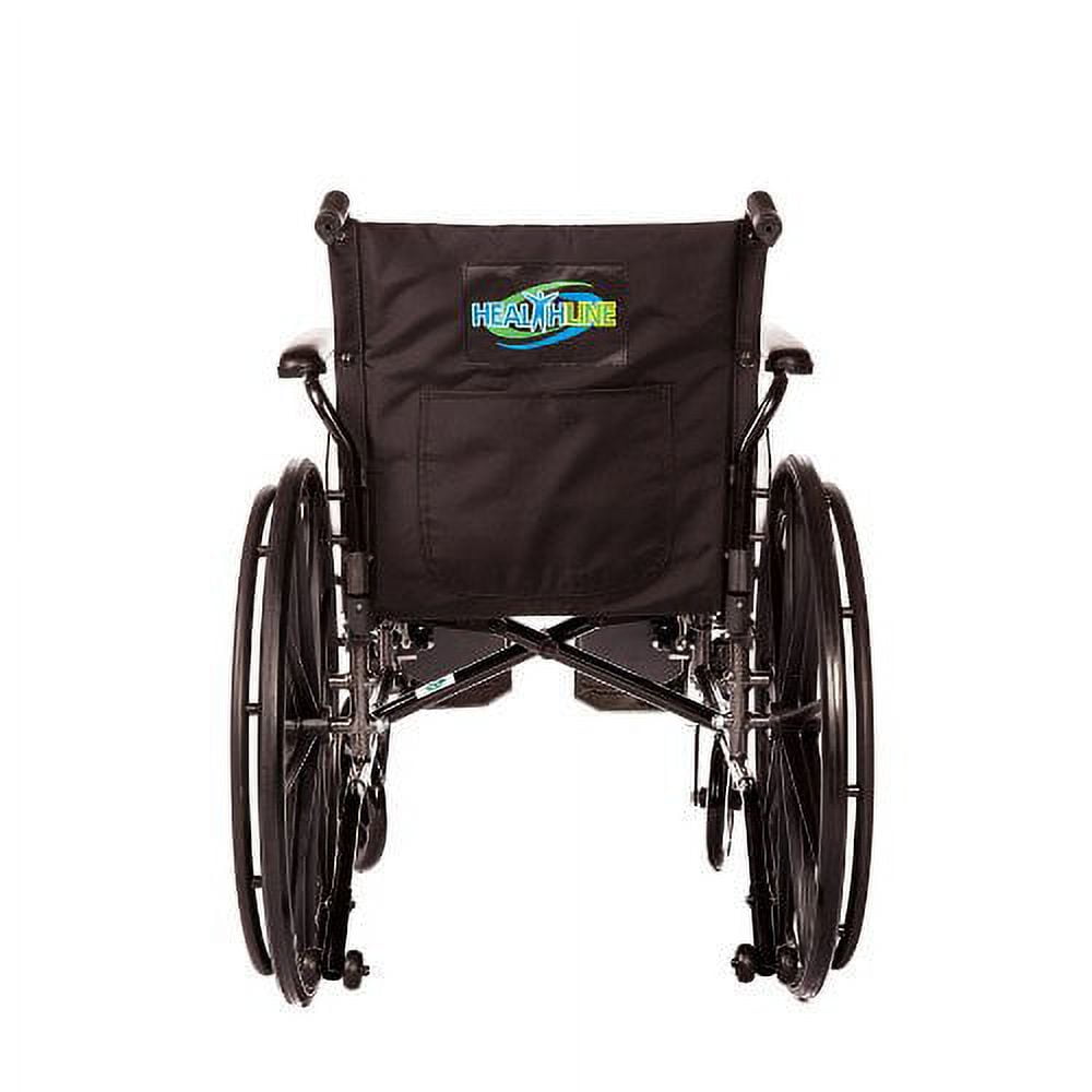 Healthline Lightweight Folding Transport Wheelchair, Ultra Light Manual Medical Wheelchair, Comfortable Detachable Full Arm and Removable Elevating Legrests, 20 Inch