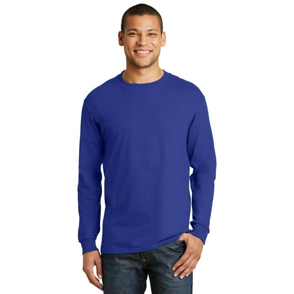Hanes Men's 100 Percent Cotton Long Sleeve T-Shirt. 5186