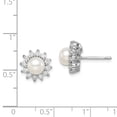 thumbnail image 2 of Sterling Silver Rhodium Plated CZ and FW Cultured Pearl Post Ear QE9936, 2 of 2