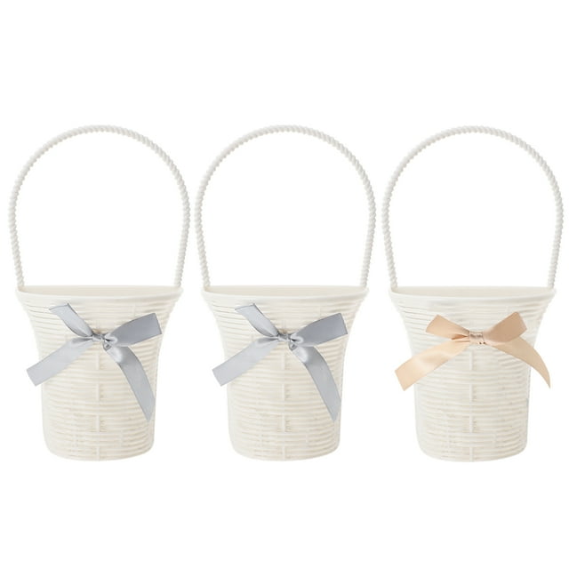 Weiweiguan 3Pcs Hanging Flower Baskets Imitation Rattan Woven Planter Wall Decoration