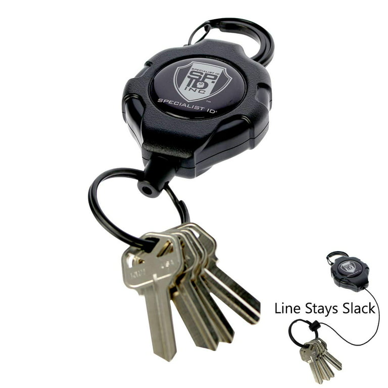 Specialist ID Heavy Duty Retractable Ratchit Keychain Tether Reel for Multiple Keys with Clip and Locking Feature