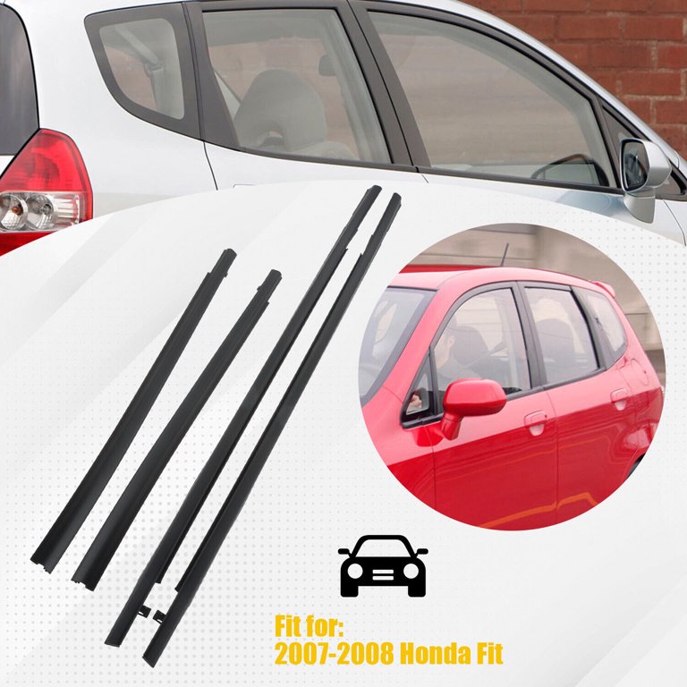 Soillar 4-Piece Car Outside Door Window Weatherstrip Trim For Honda FIT 2007-2008 – Black Rubber-1393999