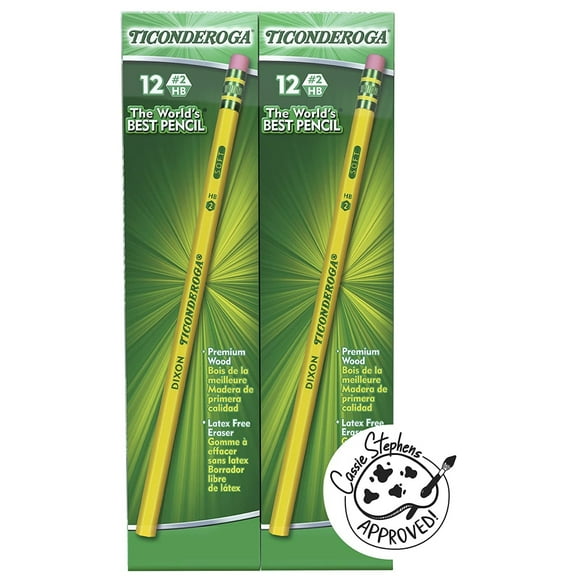 Ticonderoga Woodcase Pencil, F #2.5, Yellow Barrel, Dozen -:- Sold as 2 Packs of - 12 - / - Total of 24 pencils