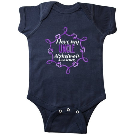 

Inktastic I Love My Uncle Alzheimer s Awareness with Purple Hearts Gift Baby Boy or Baby Girl Bodysuit