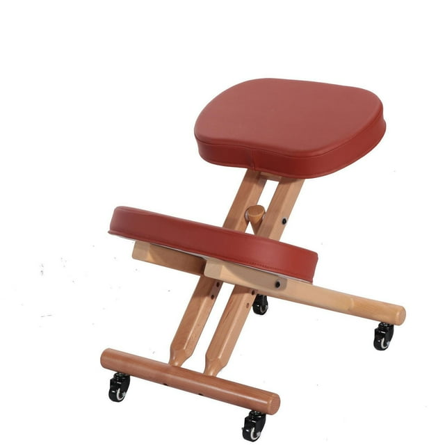 Master Massage Comfort Chaise à genoux en bois Posture Coussin épais Siège Bureau et maison Roulant Réglable Cannelle Couleur