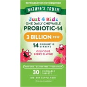 Kid's Probiotic | 3 Billion CFU | 30 Chewable Tablets | 14 Strains | Berry Flavor | by Nature's Truth