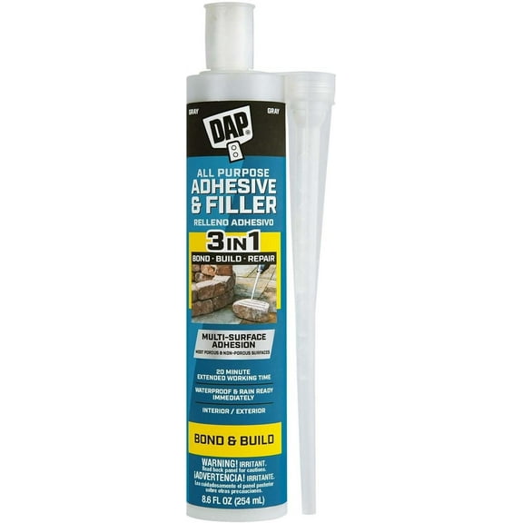 DAP 7079828000 All Purpose 3in1 Adhesive & Filler, Grey