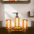 thumbnail image 3 of HXRH 4 Pieces Bathroom Vanity Accessory Set,Soap Dispenser Set,include Transparent Lotion Bottle Mouthwash Cup Toothbrush Holder Soap Dish,for Home Dorm Travel (Amber), 3 of 7
