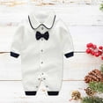 thumbnail image 4 of Splozh Unisex Newborn Clothes Baby Boys Bow Long Sleeve Bodysuit Wedding Jumpsuit Baptism Outfit Photoshoot Outfits B,9-12 Months, 4 of 4