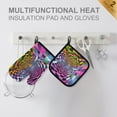 thumbnail image 4 of Yayeee Oven Mitts and Pot Holder Set of 2 Heat Resistant Kitchen Gloves Baking Hot Pad, Green Wavy Plaid, 4 of 5