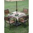 thumbnail image 3 of Outdoor Tablecloth with Umbrella Hole and Zipper, Christmas Snowman Square Table Cloth 60x60 Inch Waterproof Tablecloth, Xmas Tree Snowflake Burlap Winter Picnic Table Cover for Patio Camping, 3 of 7
