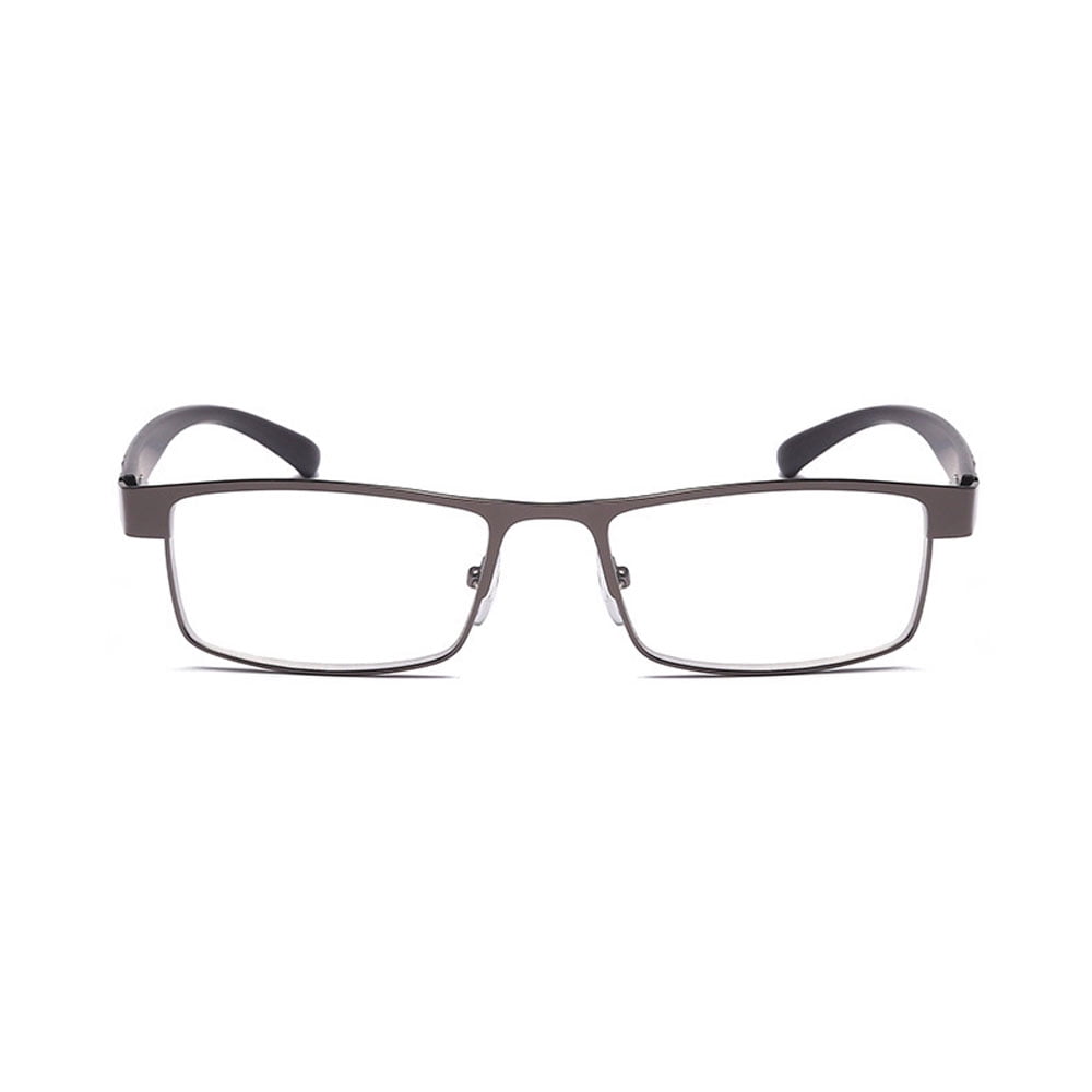 3 Pairs of Mens Rimmed Blue Light Blocking Reading Glasses +4.0, Metal Gunmetal Spring Hinges Classic Readers 4.0