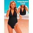 thumbnail image 3 of Traje de baño de maternidad traje de baño de maternidad bikini de maternidad sin espalda de una pieza cruzado en la espalda con cuello en V, 3 of 4