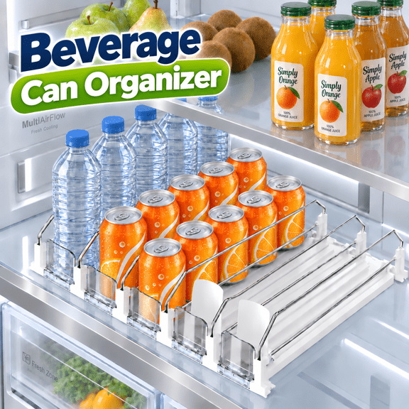OZERA Self Pushing Fridge Drink Organizer, Automatic Drink Dispenser Holds Up to 25 Cans, Refrigerator Storage Organizer for Beverages