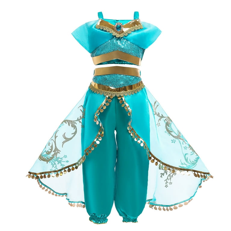 Girls Princess Jasmine Fancy Costume Dress for Little Girls - Walmart.com