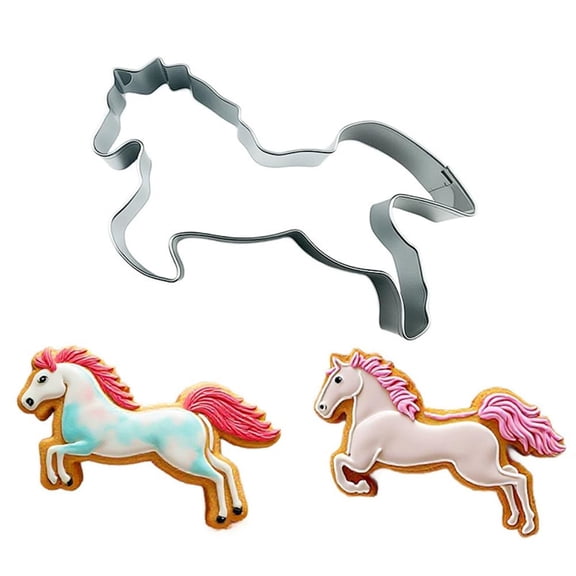 Stainless Steel Animal Cookie Cutters, Horse & Farm Shape Baking Cutters Set, Professional Biscuit Pastry Mold for Kids Birthday Cake Decor, Dishwasher Safe Baking Tools