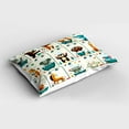 thumbnail image 2 of Ambesonne Animal World Pillow Sham, Funny Monkey Elephant, 36" X 20", Teal Burnt Orange Ivory, 2 of 2