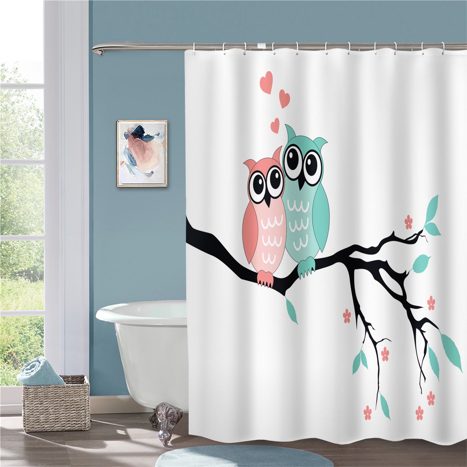  Moslion IQ Test Bath Shower Curtain Set School Education Level  1 Logical Tasks Animal Owl Bird Fish Shower Curtains Home Decorative Extra  Long Polyester Fabric Shower Curtain with Hooks 72x90 Inch 