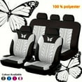 thumbnail image 2 of Car Seat Cover Full Set, Red Universal Butterfly Pattern Embroidery Auto Seat Cover Set, 2 of 5