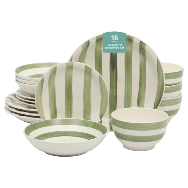 Juego de vajilla Gibson Home Kenwood Shores, 16 piezas, gres verde
