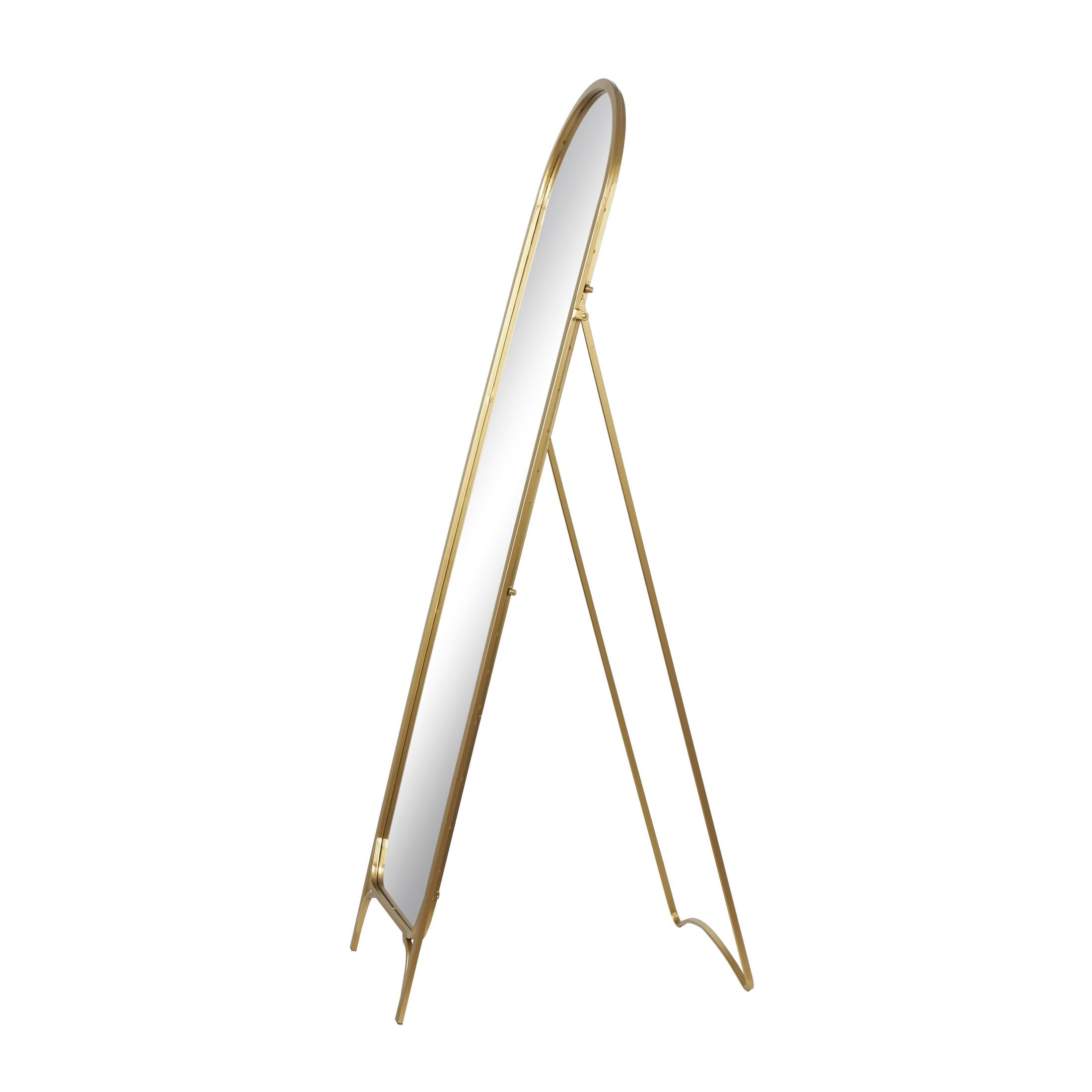 DecMode 18" x 65" Gold Metal Arched Freestanding Foldable Floor Mirror