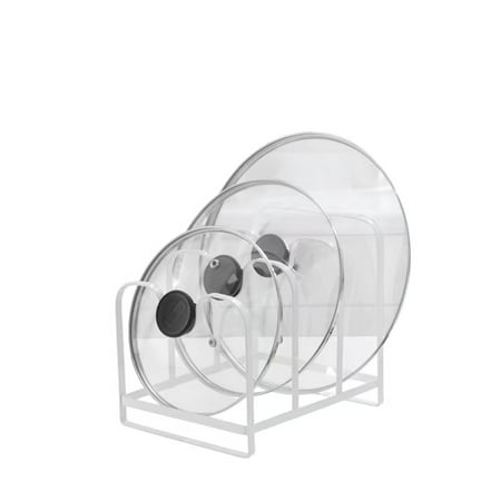 Mainstays Pots and Pans Lid Organizer, U Shape for Lids, Sturdy Steel, White, Countertop