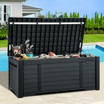 DEXTRUS Outdoor 120 Gallon Resin Deck Box, Black – Large Capacity for Outdoor Storage