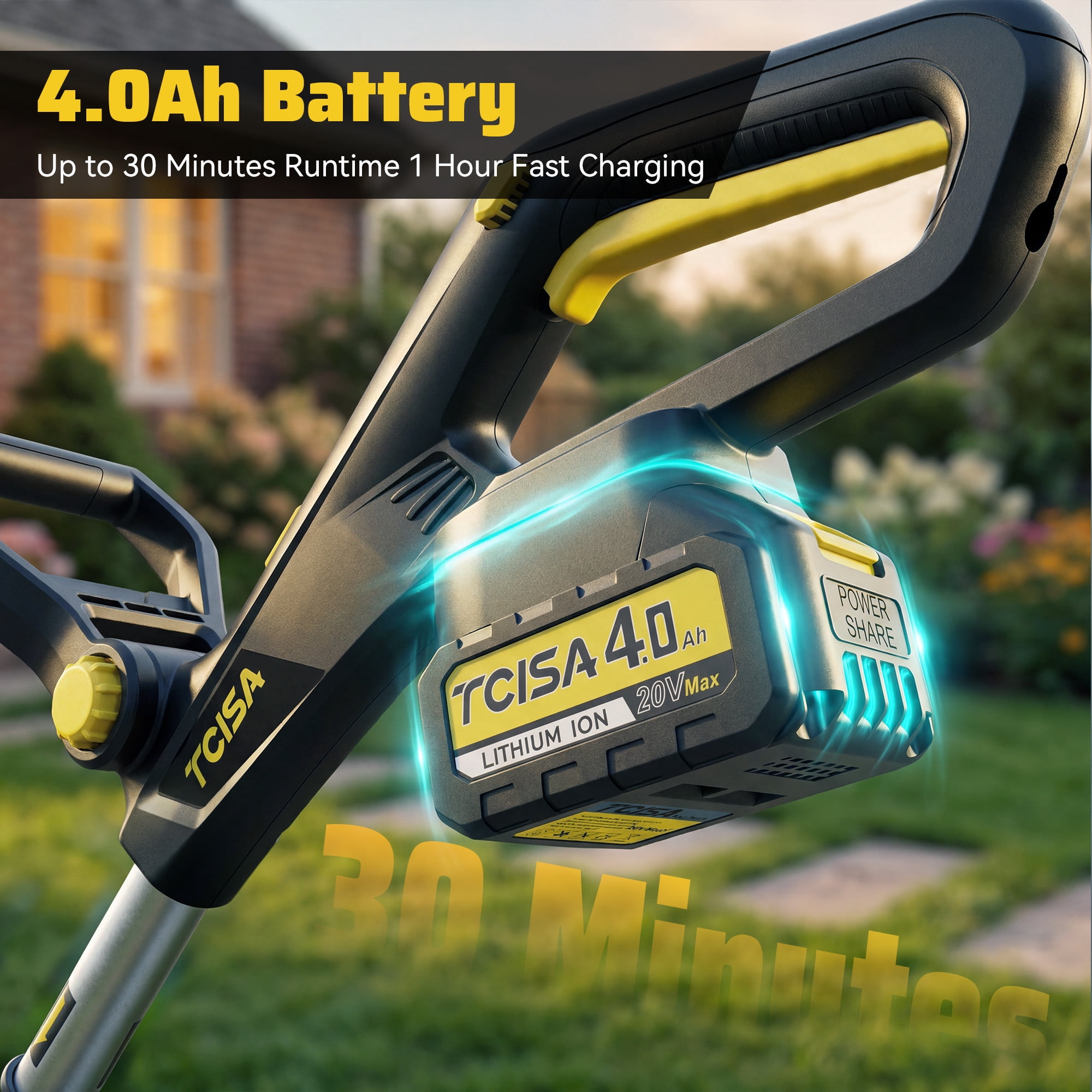 12-inch electric weed wacker & String Trimmer, 20V 4.0Ah Battery & Charger Included, Efficient Lawn Edger with Adjustable Cutting Head