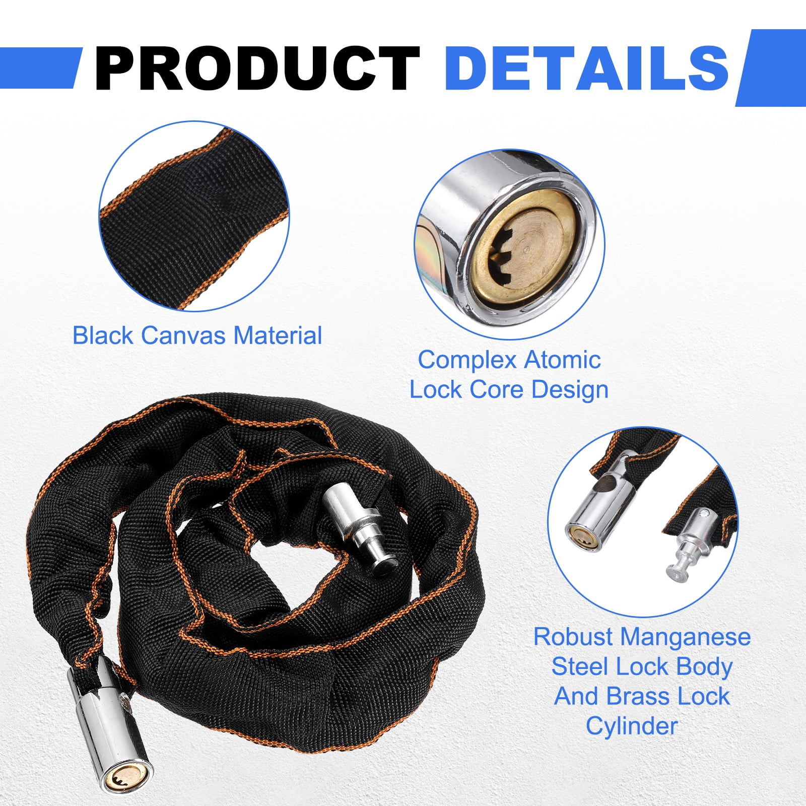 Bike Chain Lock, (39 Inch, Black) (2 Pcs), Manganese Steel Anti-Theft Bicycle Chain Round Lock with Keys, Suit for - Bike/Motorcycle/Scooter/Truck