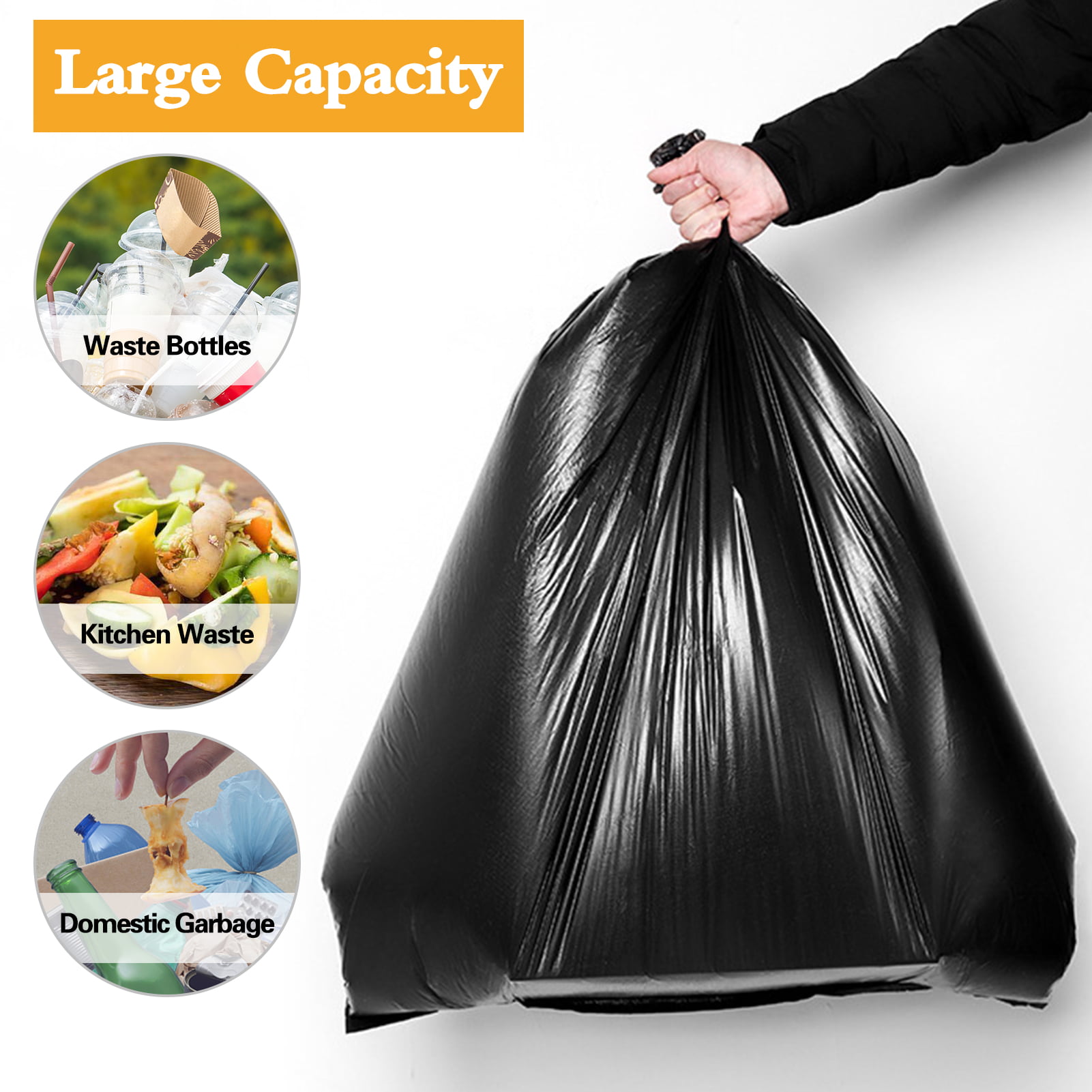 Ultra Thick Heavy Duty Plastic 15 Gallon Drawstring Trash Bags Large 80  Count White Leak Proof Garbage Bags for Tall Kitchen Home Office Outdoor by