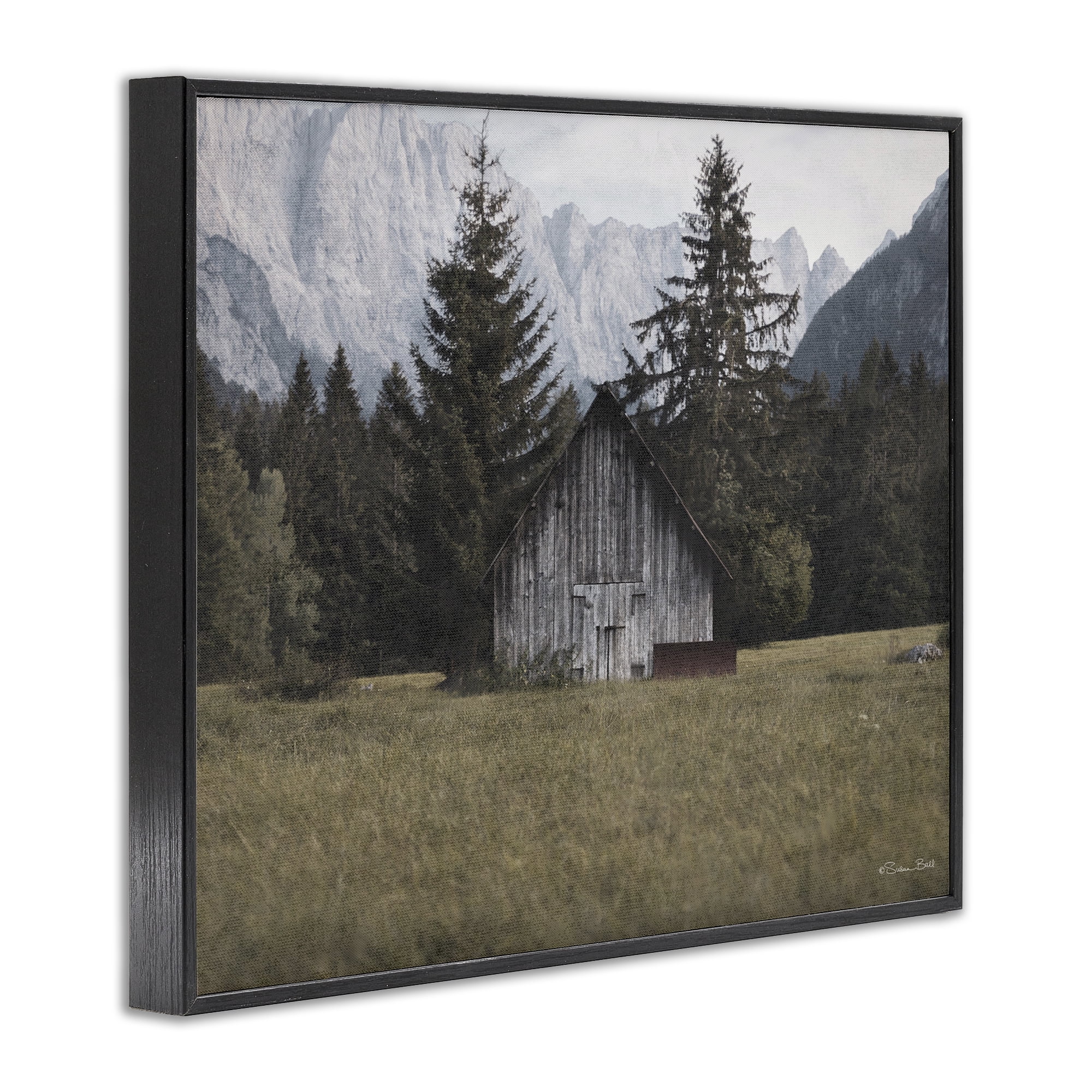 Stupell Industries Rustic Cabin Landscape Landscape Painting Black Framed Art Print Wall Art, 14 x 11