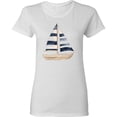 thumbnail image 3 of Inktastic Blue Striped Sailboat Nautical Women's T-Shirt, 3 of 5