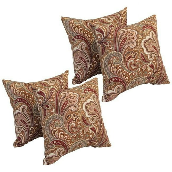Blazing Needles 9910-S4-OD-182 Coussins d'Extérieur Carrés en Polyester 17 Po. , Merona Cinnabar - Ensemble de 4