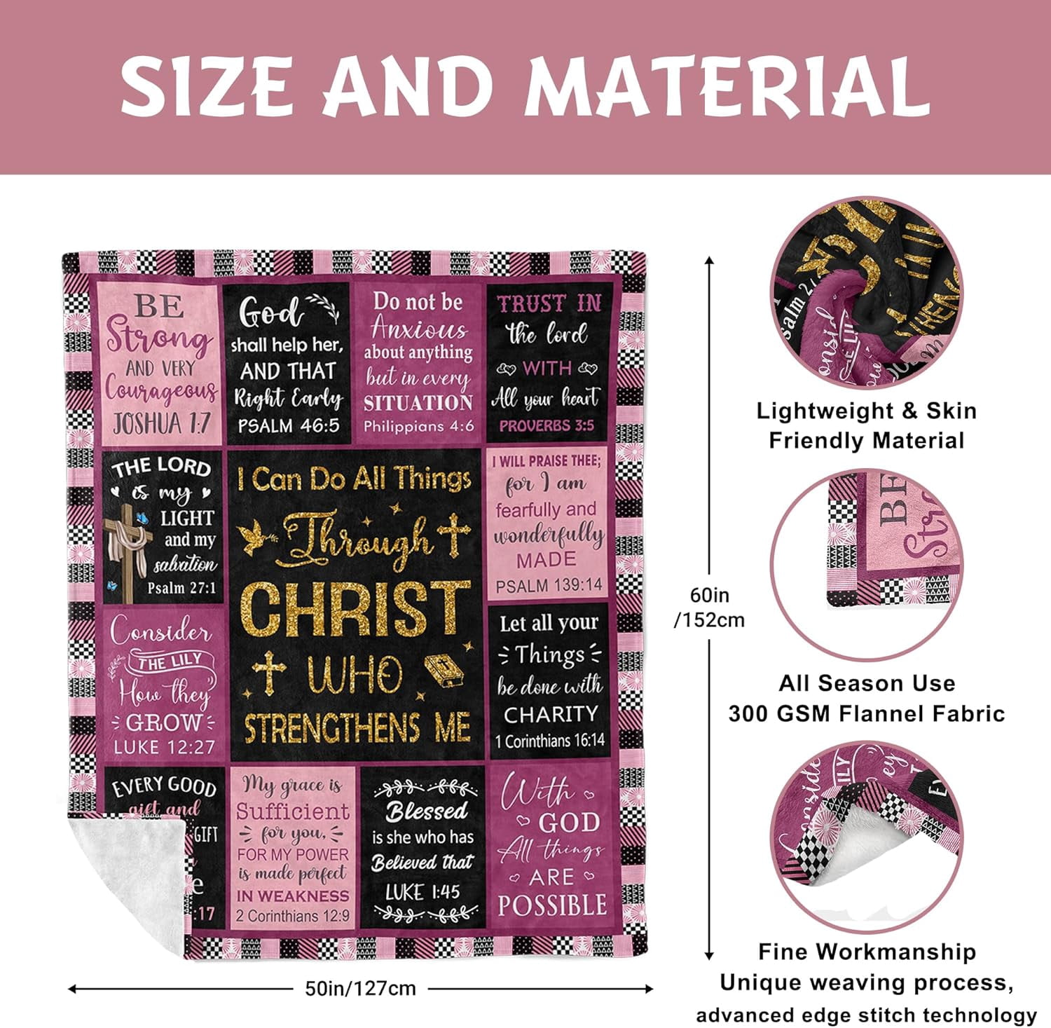 Christian Gifts for Women, Religious Gifts for Women, Baptism Confirmation Gifts for Girls, Spiritual Inspirational Gifts for Women, Catholic Gifts, Christian Gifts, Christian Blanket