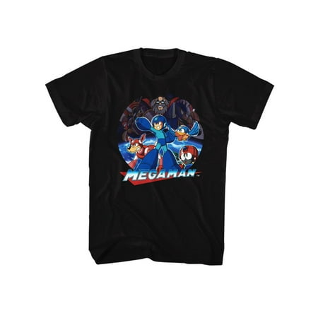 Mega Man Rockman Video Game Character Friends Collage Adult T-Shirt (Collage Maker Best Friends)