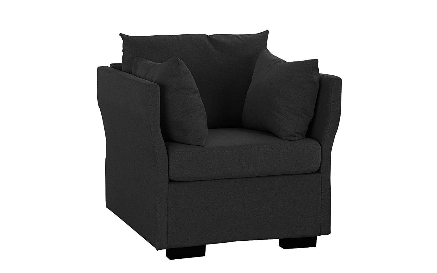 Mobilis Small Space Accent Arm Chair with Removable Cushions, Dark Grey