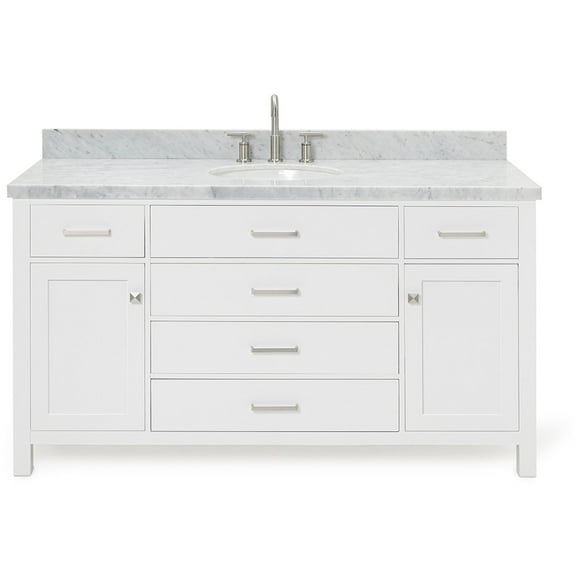 Ariel H061scwovo Bristol 61" Free Standing Single Oval Basin Vanity Set - White