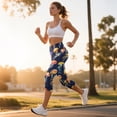 thumbnail image 4 of HELLHERO Jellyfish Printed Yoga Pants for Women High Waisted Capri Leggings Breathable Yoga Leggings with Pockets, S, 4 of 7