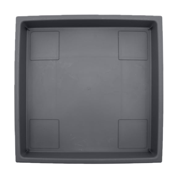 Square Plant Saucer for Indoor Outdoor Use, Durable Plastic Planter Tray with Water Drainage, UV Resistant Plant Saucer for Pots, 14 Inch, Warm Gray