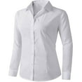 thumbnail image 2 of Women Shirts Button Down Business Casual Dressy Work Blouses Solid Color Lapel Collared Long Sleeve Summer Tops, 2 of 4