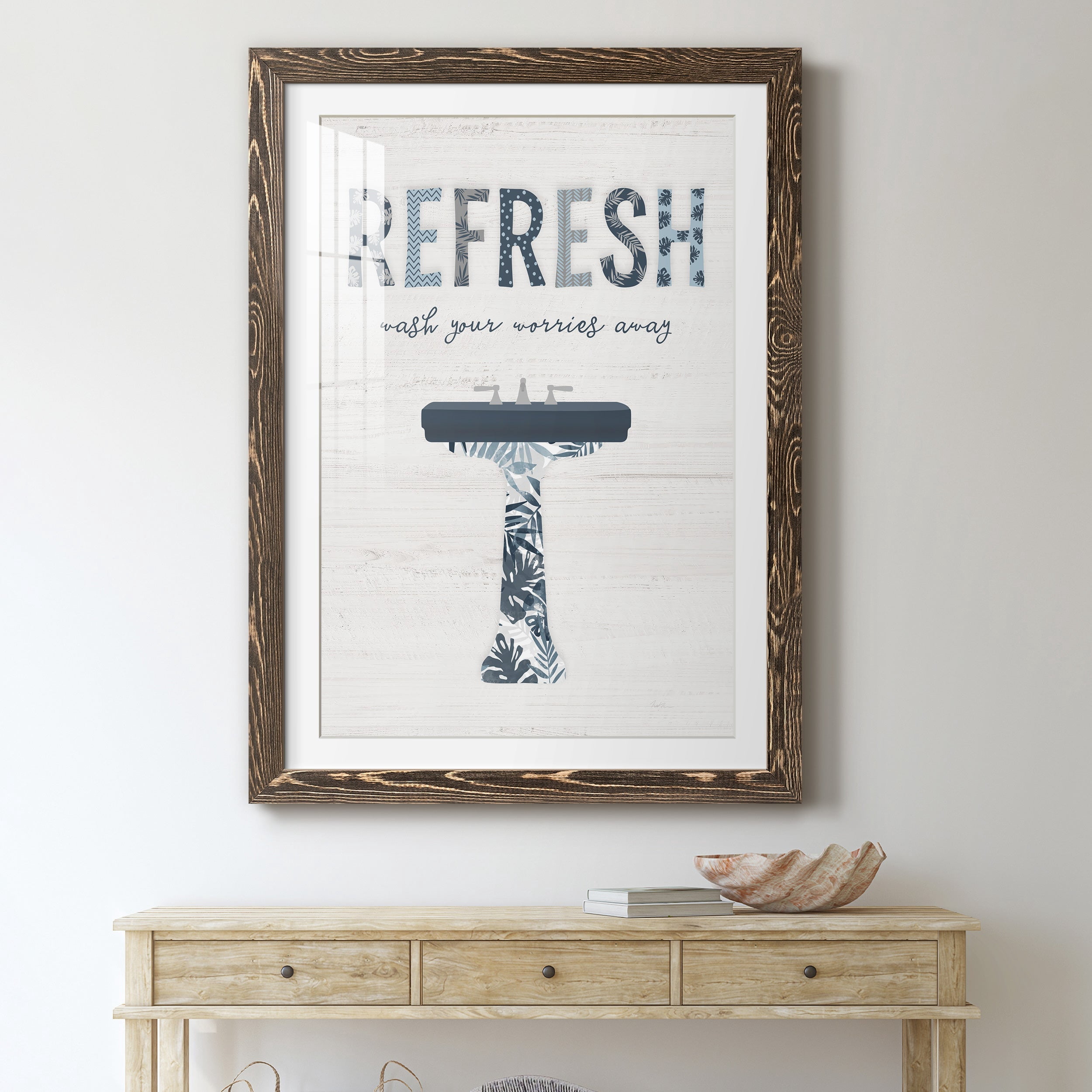 Palm Bath II - Premium Framed Print - Distressed Barnwood Frame - Ready to Hang