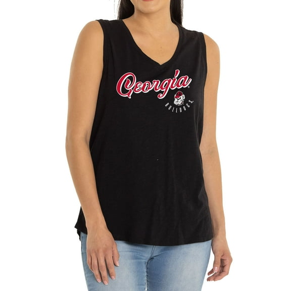 Women's Black Georgia Bulldogs Sloan Slub V-Neck Tank Top