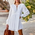 thumbnail image 4 of Women's Velvet V Neck Long Sleeve Shift Mini Dress Bohemian Tops Plus Size S-2XL, 4 of 8
