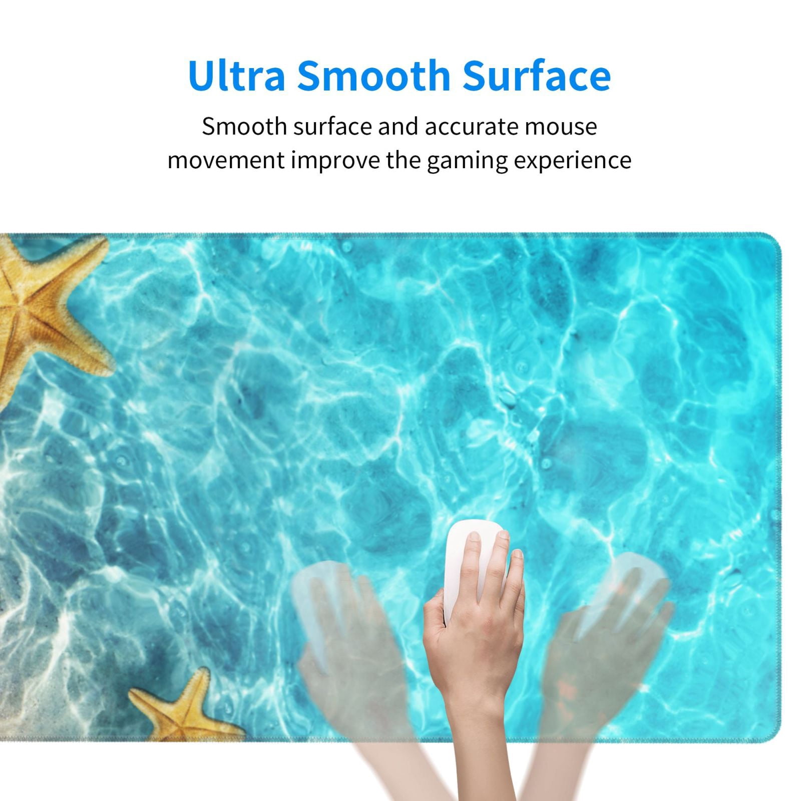 Naloa Coral And Seashell On The Beach Gaming Mouse Pad Large Mouse Mat Long Extended Desk Pad Non-Slip Rubber Mice Pads Stitched Edges Thin Pad (16x29.5 Inch)