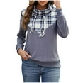 thumbnail image 2 of POROPL Crewneck Sweatshirts Women Long Sleeve Sweatshirts Plaid Pullover Tops Casual Fall Outfits, 2 of 6