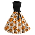 thumbnail image 1 of Robe Sans Manches à Col Rond Imprimée pour Femmes, Robe de Bal Élégante et Fluide pour Fête, 1 of 3