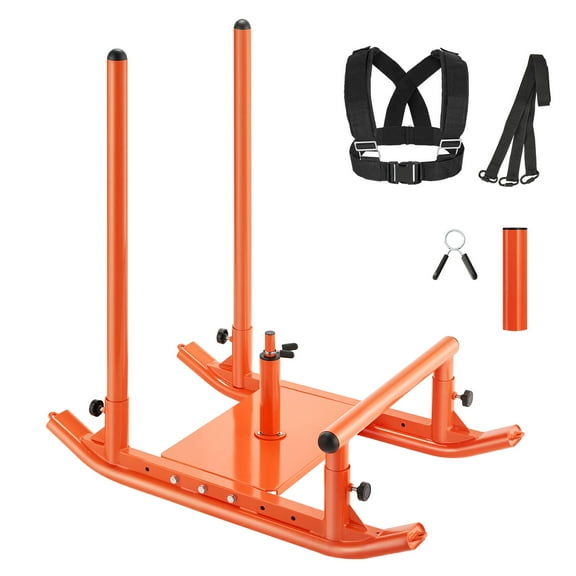 VEVOR Weight Sled, Steel Power Sled, Fitness Strength Training Sleds for Athletic Exercise Speed Improvement, Workout Fitness Equipment with Handle, Compatible with 1/2 in Weight Plates, Orange