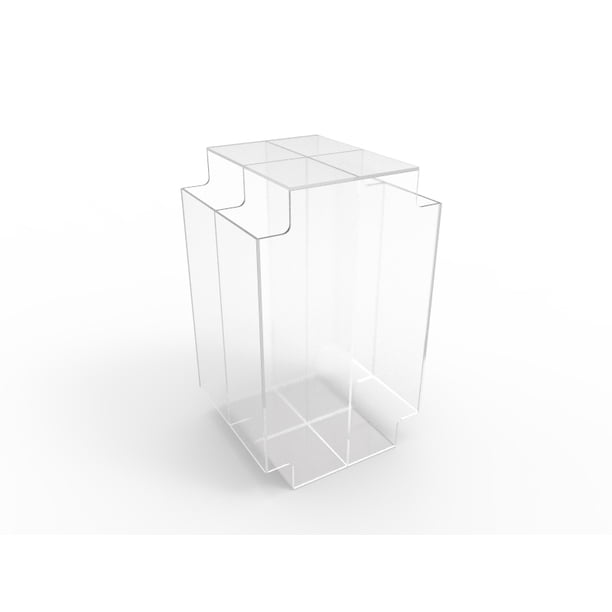 FixtureDisplays Clear Acrylic Cube Bin - 4" X 4" X 4", 2-Pack With U-Hooks For Pegboard/Slatwall, Candy, Pen Holder